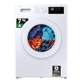 Foto di Samsung Lavatrice Slim WW70FG3M05TW/ET Libera installazione, 7 Kg, Vapore Igienizzante, Carica Frontale, Corpo e oblò: Bianco, Display: Nero, 59,5l x 85h x 45,5p cm