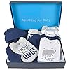 Gerber Baby 8-Piece Clothing Gift Set (5Pk Bodysuits 2Pk Pants & 1Pk Hooded Cardigan), Blue, Newborn