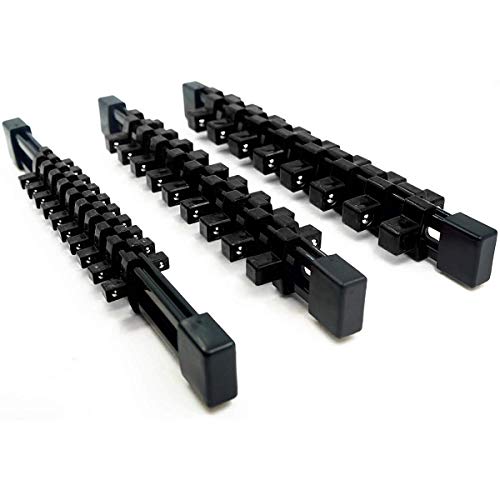 Organizador de llaves de vaso de 3 piezas de doble cara, 1/4 pulgadas, 3/8 pulgadas, 1/2 pulgadas, SAE y soporte métrico para llaves de vaso