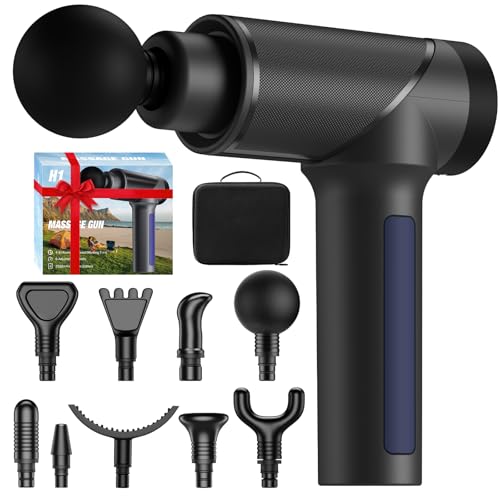 JQX Professional-Grade Percussion Massager - 6-Speed Deep Tissue Therapy Gun with 10mm Amplitude, 9 Attachments & Travel Case - 3200 RPM Quiet Electric Muscle Recovery for Athletes, Gym, Home (Black)