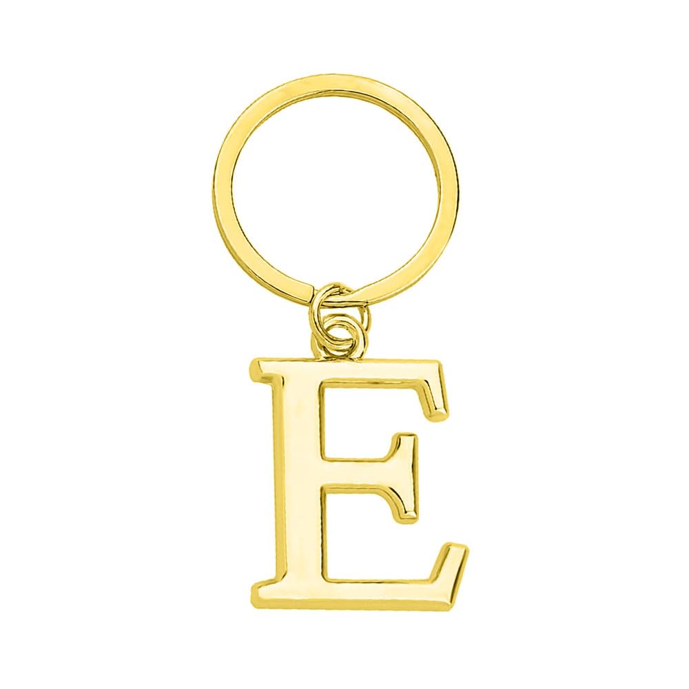 Rohans Keyring Letter - Initial Alphabet Key Ring Charm Silver and Gold (Gold, E)