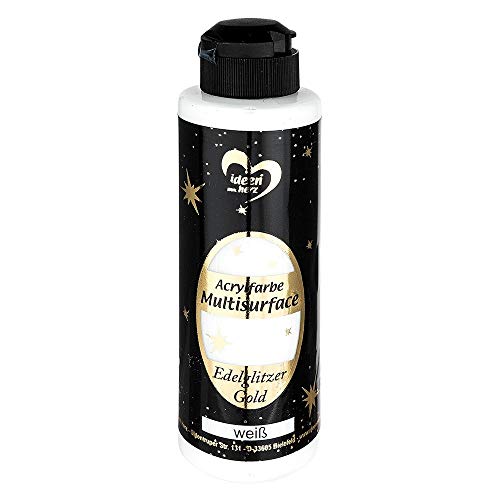 Ideen mit Herz Acrylfarbe Multisurface Edelglitzer | Universalfarbe auf Wasserbasis | mit edel schimmerndem Goldglitzer | 180 ml (weiß) Ideen mit Herz Acrylfarbe Multisurface Edelglitzer | Universalfarbe auf Wasserbasis | mit edel schimmerndem Goldglitzer | 180 ml (weiß)