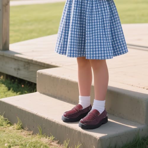 MIXIN Girls Loafers School Uniform Slip On Dress Shoes Chunky Platform Flats for Little Kid/Big Kid2