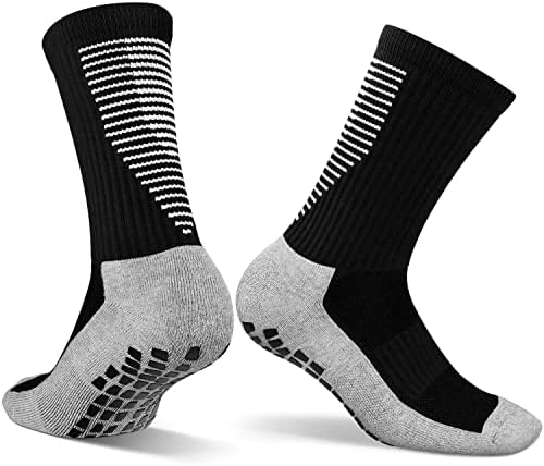 JUYANO 3 Pairs Grip Socks Football Men Women Anti Slip Sports Grip Socks Breathable Anti Blister Rubber Pads Non Slip Basketball Socks Athletic Grippy Socks For Soccer Running Hiking Boxing Rugby