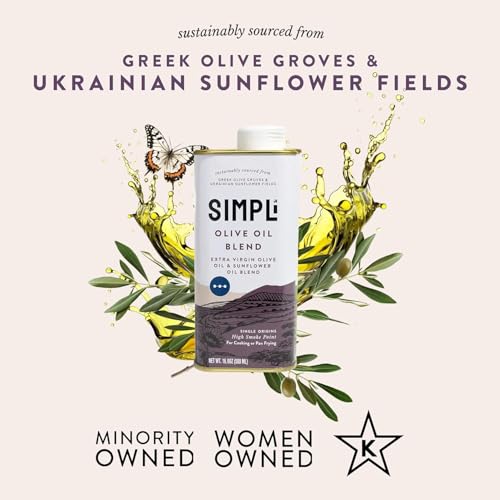 Image of SIMPLi Oil Blend, Olive Oil Extra Virgin Cold Pressed, High Smoke Point, Nutty and Herbaceous Flavor, (2 Pack, 16.9 oz each)