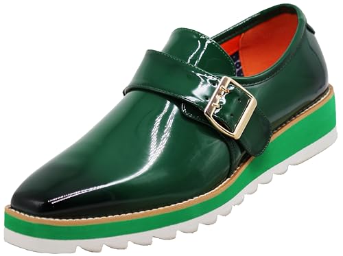 Enzo Romeo FREL Men's Patent Monk Strap Buckle Slip On Loafer Dress Shoes2