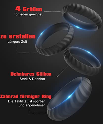Yivans 4 Stück Silikon Penisring Set Sexspielzeug Männer Extrem Cockring Penis Bondage Verbesserung Erektion und Verlängerung zeit Sexspielzeug für Paare Langwährende Erektion