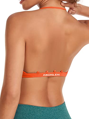 Abonlen Sports Bras For Women Workout Strappy Backless Bra Yoga Crop Tank Top (As1, Alpha, L, Regular, Regular, Deep Orange) #TOP2