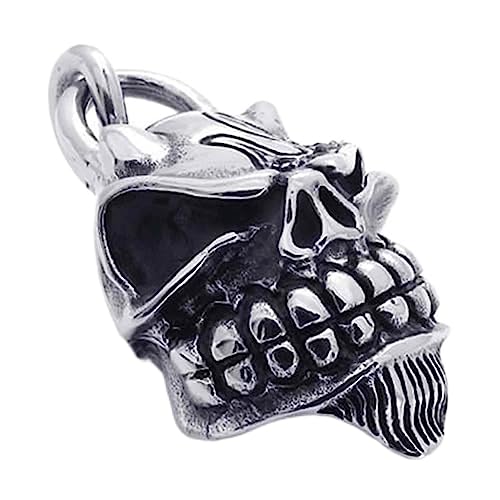 Collier pendentif crâne homme en acier inoxydable avec chaîne biker gothique 18-26 pouces
