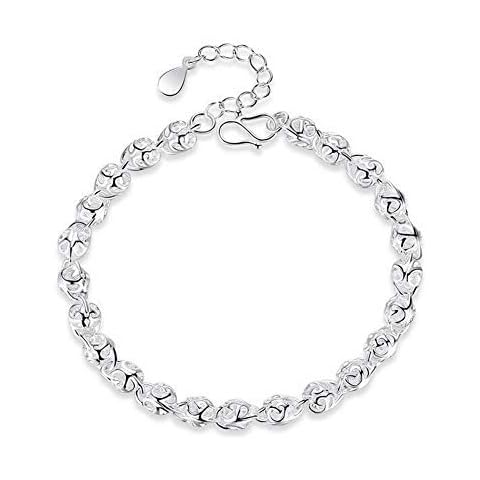 NANHONG Dainty Jewellery Hollow Bracelet in 925 Sterling Silver Hand Catenary with Gift Box Cover