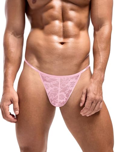 Avidlove Mens Lace Thong Sexy Low Rise T-back G-string Comfortable Men's Thong Underwear 1-4 Pack...