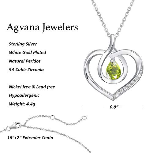 Agvana August Birthstone Jewelry Peridot Necklace For Women Sterling Silver Forever Love Infinity Heart Pendant Necklace Fine Jewelry Anniversary Birthday Gifts For Women Girls Mom Wife #TOP4