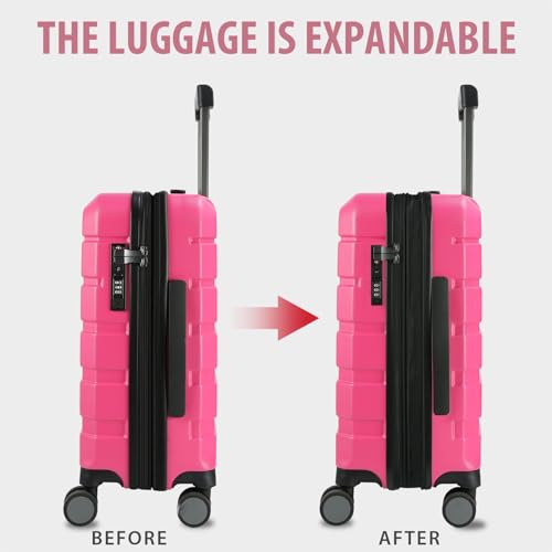 KROSER Hardside Expandable Carry On Luggage with Spinner Wheels & Built-in TSA Lock, Durable Suitcase Rolling Luggage with USB Port, Carry-On 20-Inch Magenta by KROSER - Used condition - Image 5