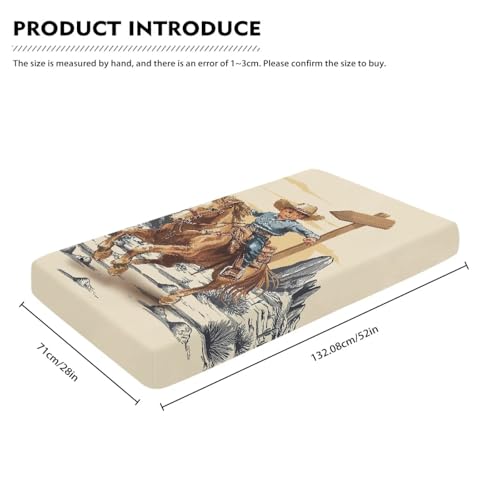 Image of Western Baby Crib Sheets for Boys Horse Cribs Sheet Nursery Bedding Set Fitted for Pack and Play Breathable Mattress Cover Nursery Decor Toddler Gifts
