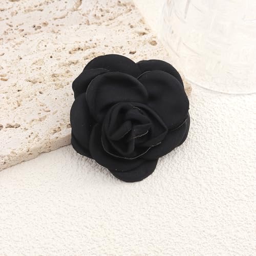 Image of Handmade Camellia Flower Boutonniere Stick Brooch for Women Bohemia Fabric Floral Lapel Pin Stylish Vintage Pin Corsage for Women Jewelry Gifts