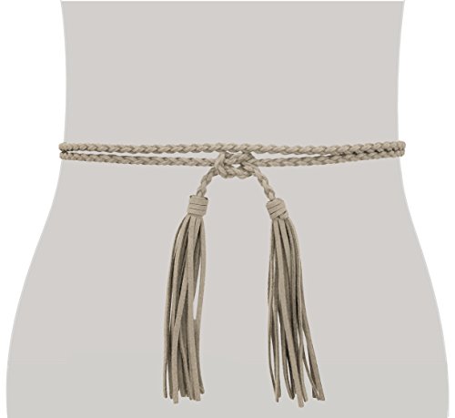 Teeyee Women Girls Waist String Fringe Belt/Rope/Chain Bohemian Tie Belts With Tassel (63Inch, Khaki) #TOP2