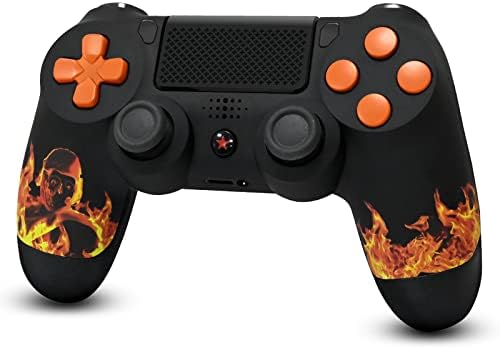 Replacement for PS4 Controller Wireless Custom, Moofahom Controller Gamepad Joystick for PS4/Slim/Pro/Windows PC! (Ghost of Fire)
