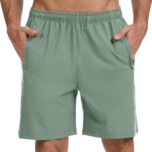 Bassdash Men's 7" Inseam Hiking Fishing Shorts UPF 50+ with 3 Zipper Pockets Lightweight Water Resistant Quick Dry FP12M Pea Green