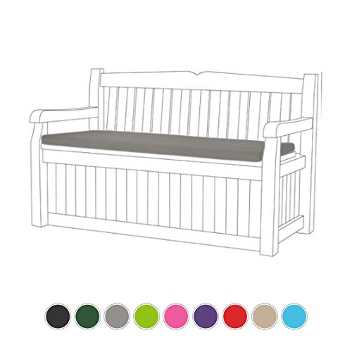 Gardenista Garden Bench Outdoor Pad | Iceni & Eden Garden Storage Benches | Patio Furniture Cushion | Water Resistant Material | Comfortable Durable and Lightweight (Grey)