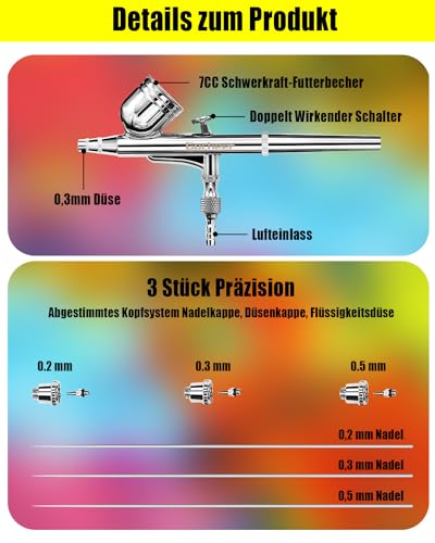 Airbrush-Set Gocheer mit Dual Action und Kompressor für verschiedene Anwendungen