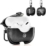 AIYYXX AirPods Pro ケース レザー 第1世代/ 第2世代 /第3世代 イタリアンレザー 対応 AirPods Pro 3 高級本革 ケース PUレザー 全面保護 フロントLEDライトが隠れない ワイヤレス充電に対応 衝撃吸 防水防塵 軽量小型 紛失防止 カラビナ付きカバー(Series AirPods Pro 3,ブラック)