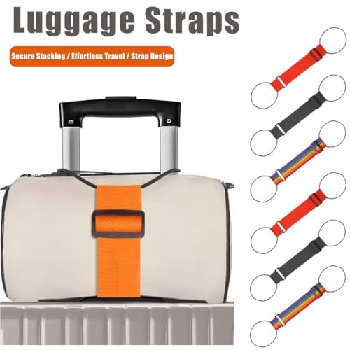 Image of Rainbow Luggage Straps Adjustable Suitcase Belts 6 Pack Travel Set Adjustable Secure Fit • Elastic Nylon Belt • Bright Rainbow Colors • Dual Stretch Loops • Travel Ready Design