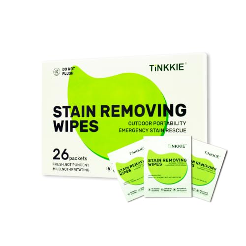 Image of Stain Remover Wipes for Clothes & Fabric, 26 Pack | Instant Clothing Stain Remover, For Shoes, Shirts & Jackets, Individually Wrapped Portable, For Travel & On-the-Go Cleaning