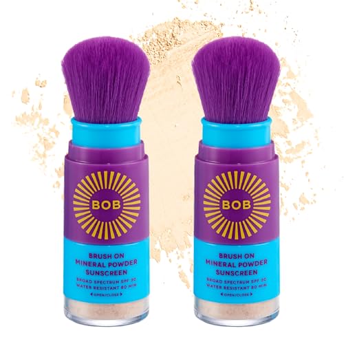 Image of BOB KIDS SPF 30 Brush On Mineral Powder Sunscreen, Broad Spectrum Protection, Water Resistant 80 Mins, Fragrance Free, Easy to Apply for Kids & Babies, Mfg in USA, 2-Pack