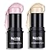Ownest 2 Colors Highlighter Stick, Shimmer Cream Powder Waterproof Light Face Cosmetics, Creamy Self Sharpening Crayon Stick Brightener & Highlighter