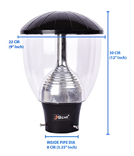 Image of BENE Garden Light Bruma 22 Cm Fitted with White LED (20w, Clear, Black, Pack of 1 Pc)