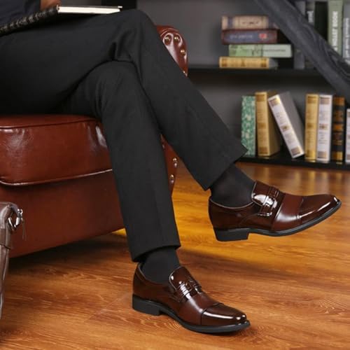 Men's Formal Shoes,British Work OfficeBusiness Leather Shoes Banquet Wedding Prom Dress Shoes,Brown B-38/UK 5.5/US 6.52