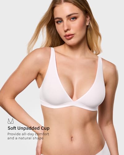 Image of INLYRIC Women's Inbarely Soft Plunge Bralette - Deep V Unlined Triangle No Padding No Underwire Sexy Comfort Sleep Bra