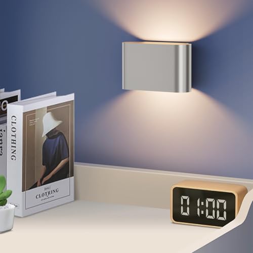 Image of Aipsun Nickel LED Wall Sconces 1 Pack Indoor Modern Wall Lights Hardwired Up and Down Interior Wall Mount Light for Living Room Bedroom Hallway Warm White 3000K(with G9 Bulbs)