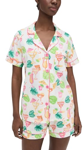 Image of Bed Head PJs Womens Matching Pajamas - Soft Organic Short Sleeve Button Down PJ Shirt & Shorts Set - Sleepwear & Loungewear