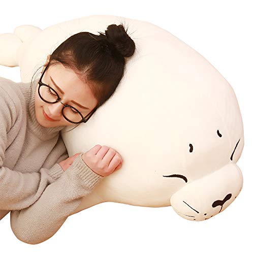 23.5 inch Sea Lion Plush Toys 3D Novelty Throw Pillows Soft Seal Plush Stuffed Housewarming Party Hold Pillow Kids Girls Gifts(Sea Seal, 60cm White) -