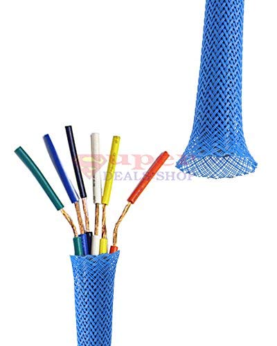 Organizador de cables azul trenzado S-D-S Sleeves 10 pies 1/4" pulg miniatura 3