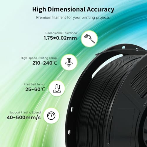 Image of FLASHFORGE High Speed PLA+ 3D Printer Filament Black, Enhanced Melt Flow for Faster, Smoother Prints, 500mm /s Rapid Printing, Feature Sleek Matte Finish, Rich and Solid Color