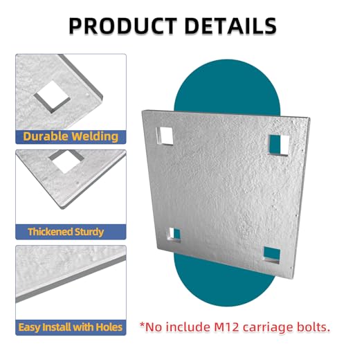 Vlaeng Stationary Dock Backer Plate 4 Pcs, 5x5 Galvanized Backer Plate, Hardware Heavy Duty Floating Boat Dock Steel Backer Plate with 1/2" Holes, Ideal for Dock Maintenance - NO Carriage Bolts by Vlaeng - Image 3