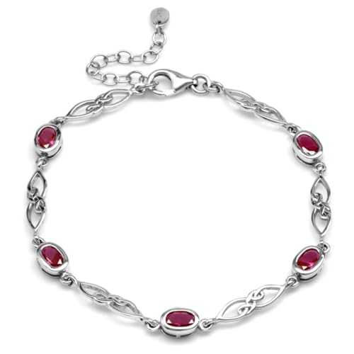Image of Silvershake Birthstone Gemstones White Gold Plated or Yellow Gold Plated 925 Sterling Silver Scroll /Filigree Celtic Knot Weave 7.25 to 8.75 Inch with Adjustable Extension Bracelet Jewelry for Women
