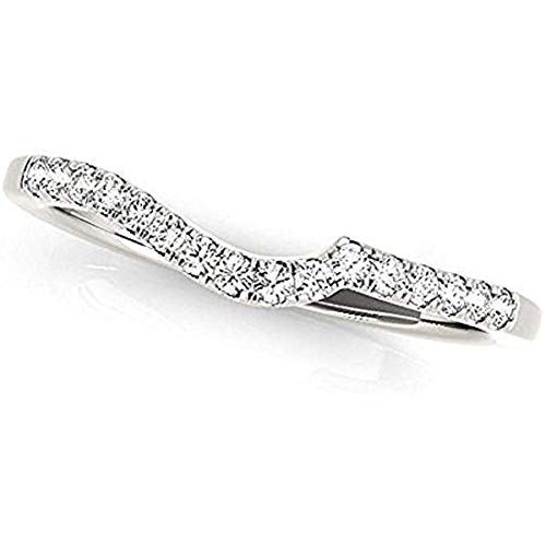 IRA 0.30 Ct Cubic Zirconia Wedding Curved Half Eternity Band Ring for Womens 18k White Gold Plated 925 Sterling Silver