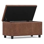 SIMPLIHOME Cosmopolitan 34" Wide Vegan Leather Storage Ottoman in Brown - Image 5
