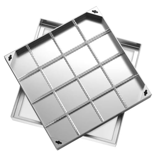 Wzmazingly Couvercle De Puits Invisible en Acier Inoxydable, 30/35/40/45/50/55/60/65/70/75/80/90cm Carré Couvercle De Fosse Septique Encastré/Couvercle De Bassin D'eaux Usées(40x40cm/15.7x15.7in)