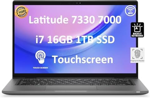 Dell Latitude 7330 7000 Business Laptop (13.3" FHD Touchscreen, Intel Core i7-1265U vPro, 16GB RAM, 1TB SSD) Ultralight, Backlit, Fingerprint, FHD Webcam, NFC, 3-Yr Warranty, Black, Win 11 Pro, 2024