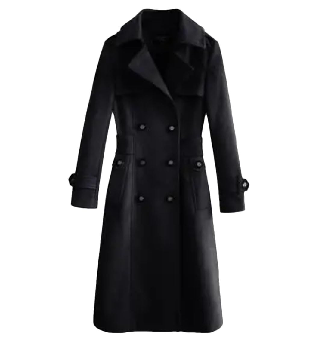 Generic Womens Long Jackets Trench Coat Double-Breasted Belted Fall Outerwear