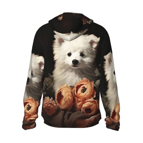 Men's Sun Protection Shirts Dog Sits Next to a Flower Long Sleeve Sun Shirt for Fishing Running Hiking Swim2