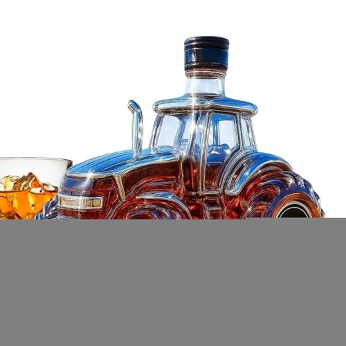 Duvcoywae Bouteilles en Verre pour Whisky - 300ml Forme De Tracteur Distributeur D'Alcool - Carafe en Verre | Pour Le Brandy Le Bourbon Les Boissons Le Rassemblement Familial La Fête Noël Les Mariages