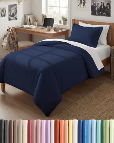 Image of Duvet Cover Twin /Twin XL - 2 Piece Set, College Dorm Room - Navy Blue