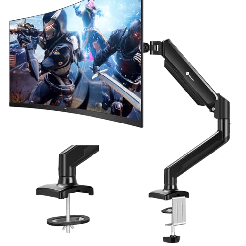 AILUNER Einzel-Monitorhalterung für 13-32 Zoll Bildschirme Gasfeder-Monitorarm mit höhenverstellbarer VESA-Halterung Ständer hält 2-9 kg Klemm-/Tülleninstallation