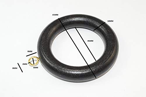 48 x Curtain Rod Pole Rings Screw & Eye Wood Black 45MM Internal Diameter