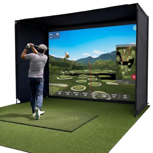 Glide Gear - Golf Practice Simulator Backdrop Complete Enclosure Poles & Impact Screen - 10 x 8